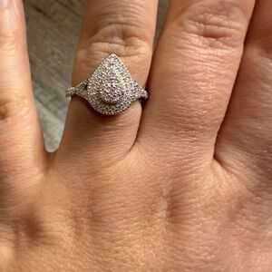 Pear Shaped Engagement Ring - 925 Moisanite Ring - Size 7 - 0.35 Ct Moisanite
